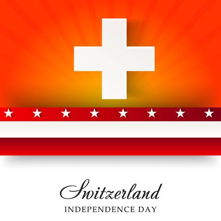 Vector illustration of a Background for Happy Swiss National Day.のイラスト素材