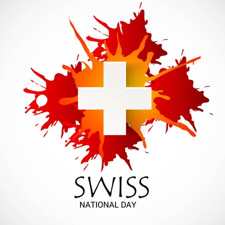 Vector illustration of a Background for Happy Swiss National Day.のイラスト素材