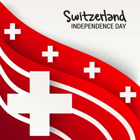 Vector illustration of a Background for Happy Swiss National Day.のイラスト素材