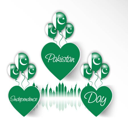 Vector illustration of a background or banner for Pakistan Independence Day.のイラスト素材