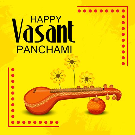 Vector illustration of a background or poster for Happy Vasant Panchami.のイラスト素材