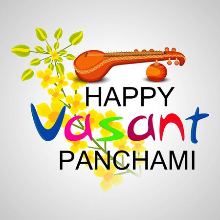 Vector illustration of a background or poster for Happy Vasant Panchami.のイラスト素材