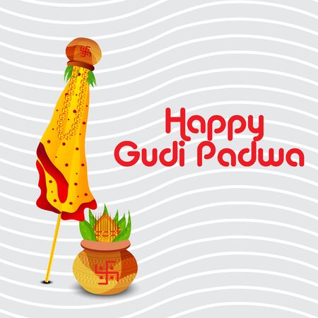 Vector illustration of a Background or Banner for Happy Gudi Padwa.のイラスト素材
