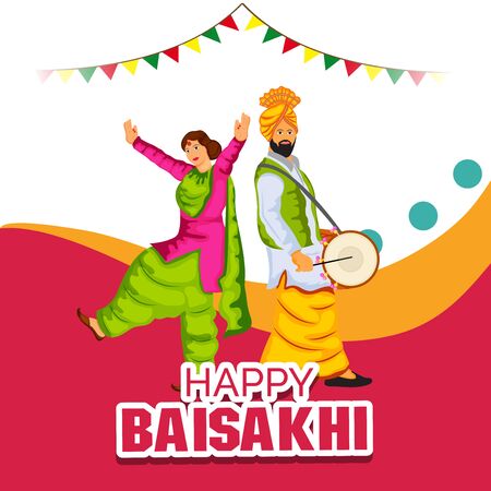 Vector illustration of a Background for Happy Baisakhi.のイラスト素材