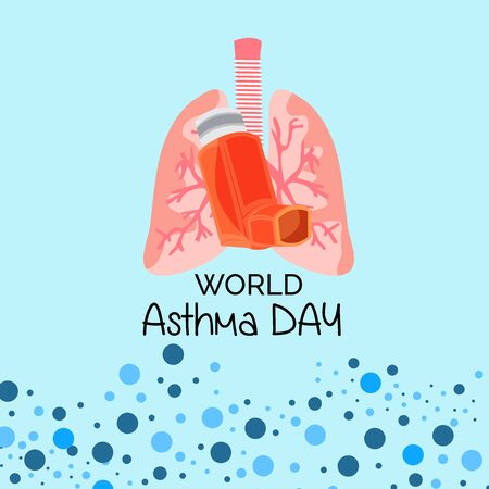 Vector illustration of a background or poster for World Asthma Day.のイラスト素材