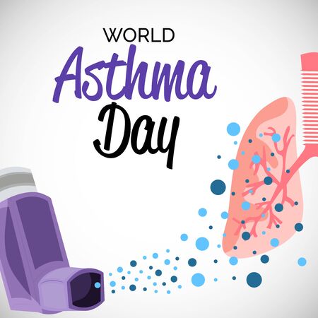 Vector illustration of a background or poster for World Asthma Day.のイラスト素材