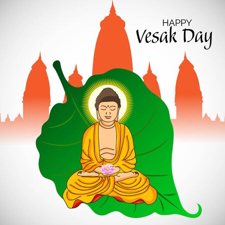 Vector illustration of a background or poster for celebrate Happy Vesak day or Buddha Purnima.のイラスト素材