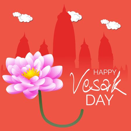 Vector illustration of a background or poster for celebrate Happy Vesak day or Buddha Purnima.のイラスト素材