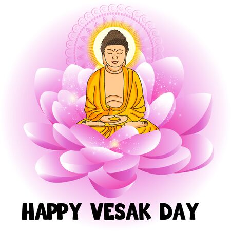 Vector illustration of a background or poster for celebrate Happy Vesak day or Buddha Purnima.のイラスト素材