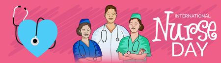 Vector illustration of a background or Poster for International Nurse Day.のイラスト素材