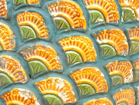 Ornate Thai pattern  texture  background  mosaic from a temple