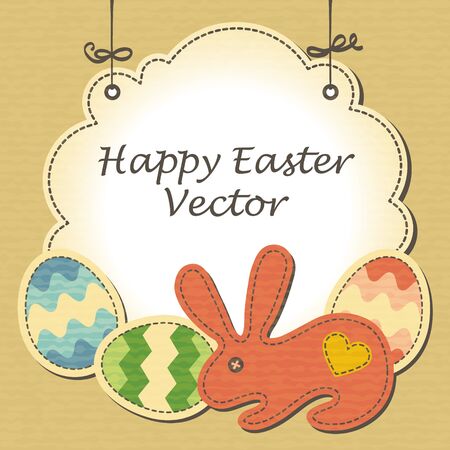 Vintage Easter rabbit with eggs cardのイラスト素材