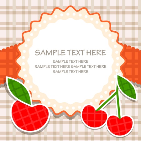 Ornamental vector frame with apple and cherryのイラスト素材