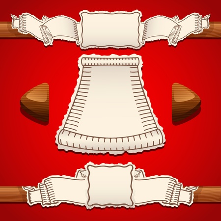 Scrolls Vector Illustration on a red backgoundのイラスト素材