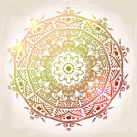Ornamental round floral yellow lace patternのイラスト素材