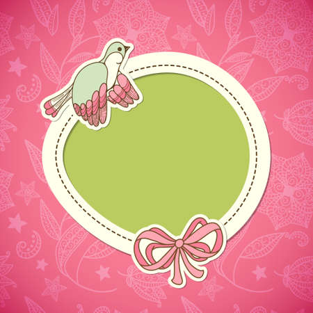 Cute frame design with bird  Vintageのイラスト素材