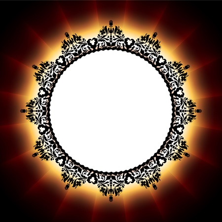 Abstract burning fire circle with flowersのイラスト素材