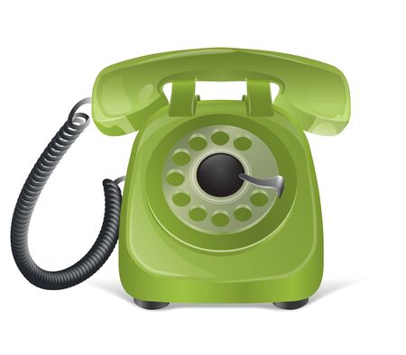 Green retro phone icon  Isolated on whiteのイラスト素材