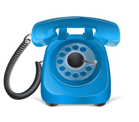 Blue retro phone icon  Isolated on whiteのイラスト素材