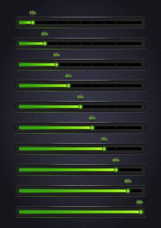 Glowing green progress bars  10-100 のイラスト素材
