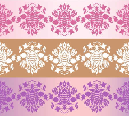 Three seamless floral bordersのイラスト素材