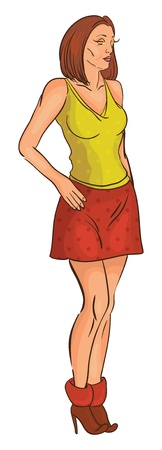 Sexy fashion girl in sketch-styleのイラスト素材