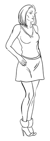 Sexy girl in sketch-styleのイラスト素材