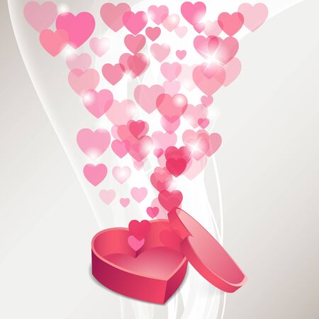 Gift box with heartsのイラスト素材