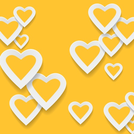 Paper yellow hearts backgroundの写真素材