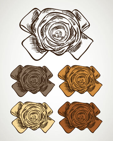 Bow set hand drawn. Colorful vector doodle illustrationのイラスト素材