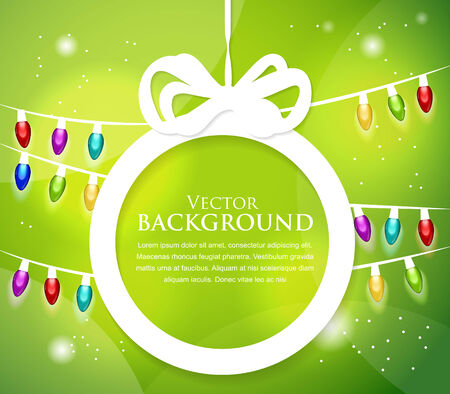 Christmas ball cut from paper with multicolor lightsのイラスト素材