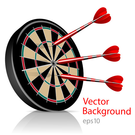 Dart Hitting A Target, Isolated On White Background, Vector Illustrationのイラスト素材