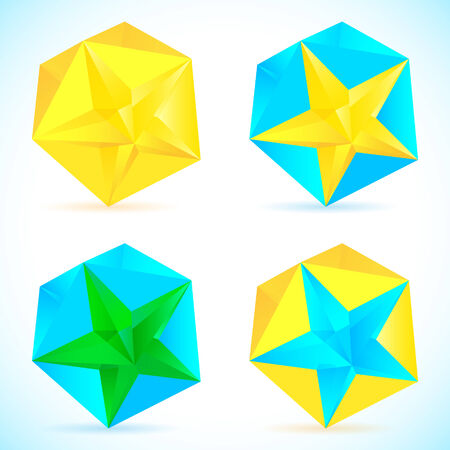 Abstract Background with four 3d color starsのイラスト素材