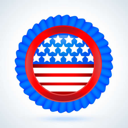 The 4 July label with blue red flagのイラスト素材