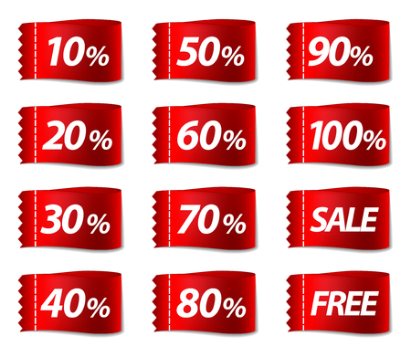 Red discount different labels for your design. Vector illustrationのイラスト素材