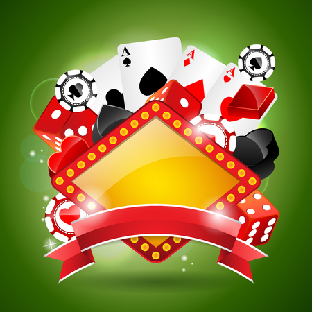 Illustration on a casino theme with ribbon. のイラスト素材