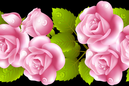 Vertical seamless background with roses.のイラスト素材