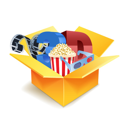Popcorn box, disposable cup for beveragesのイラスト素材
