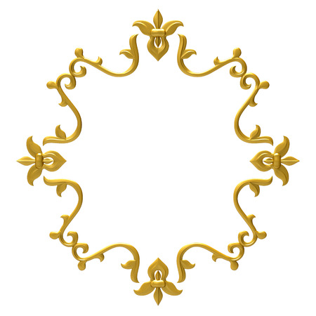 Gold vintage frame isolated on white backgroundの写真素材