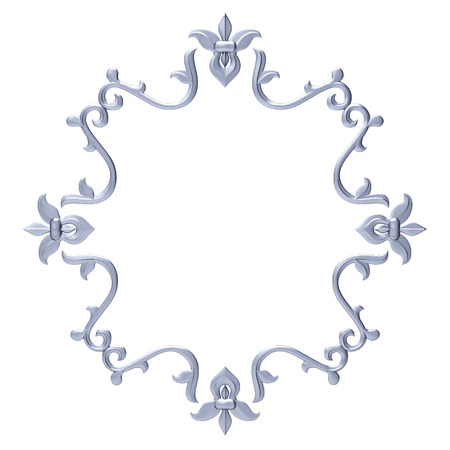 Silver vintage frame isolated on white backgroundの写真素材