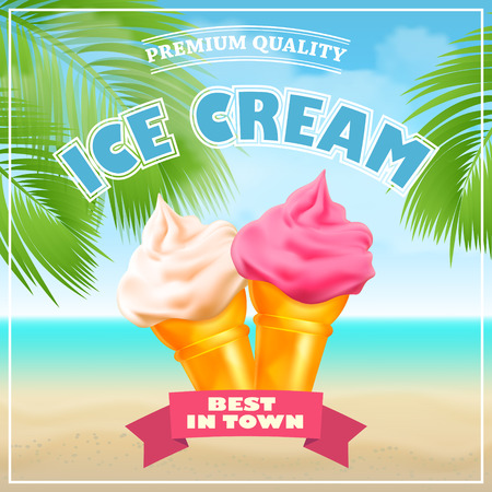 Ice Cream Poster. Vector Illustration.のイラスト素材