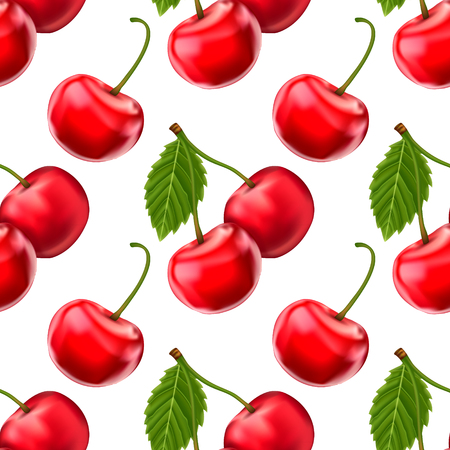 Vector cherries seamless backgroundのイラスト素材