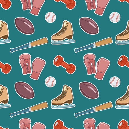 Vintage sport equipment seamless backgroundのイラスト素材