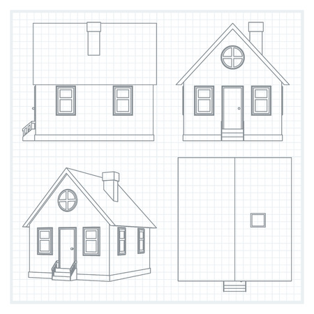 Abstract architectural background. Vector illustration of house plan.のイラスト素材