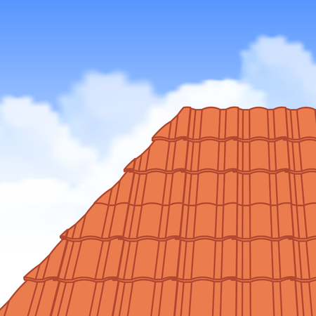 Red corrugated tile element of roof.のイラスト素材