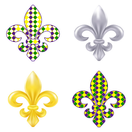 Set of fleur de lis Mardi Gras illustrationのイラスト素材