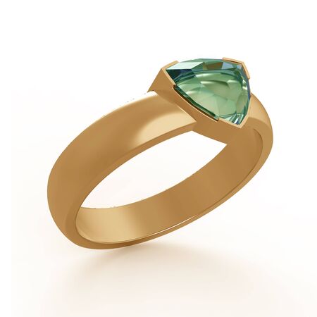 Emerald solitaire engagement ringの写真素材