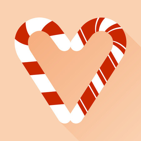Candy cane style heart  on pink vector backgroundのイラスト素材