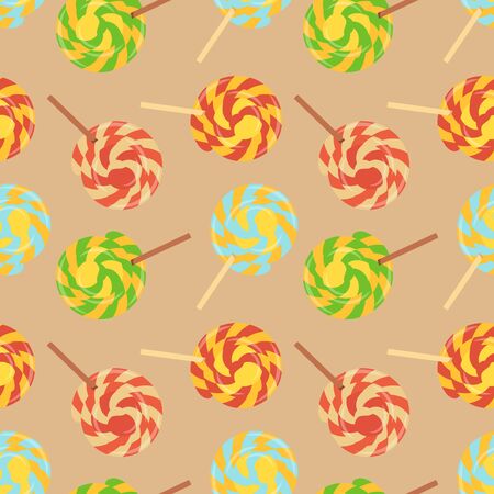 Lollipops flat seamless backgroundのイラスト素材