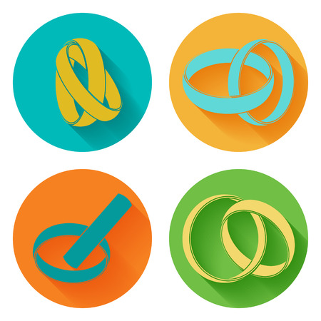 Wedding rings sign icon. 4 icons set. Vectorのイラスト素材